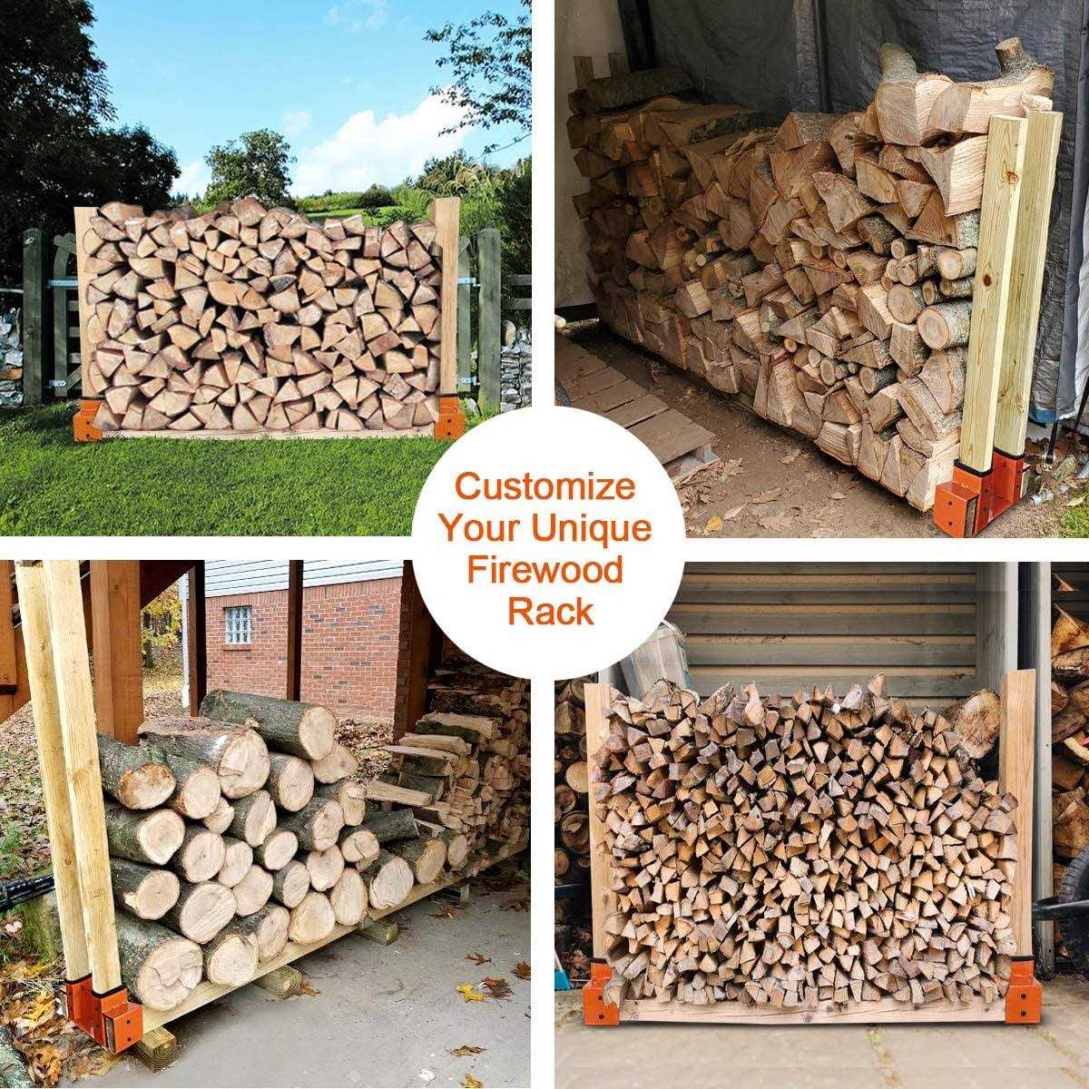 SnugNiture Outdoor Firewood Log Storage Rack Bracket Kit Adjustable Log Rack Holder - Image 3