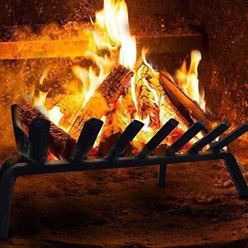 Amagabeli GARDEN & HOME Black Wrought Iron Fireplace Log Grate Wide Heavy Duty Solid Steel Indoor Chimney Hearth Bar Fire - Image 3
