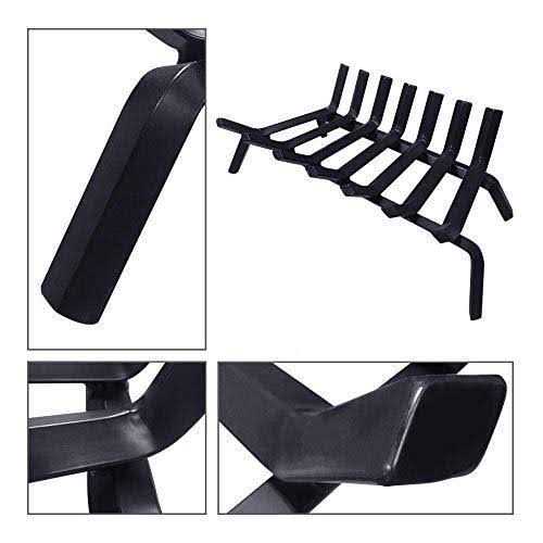 Amagabeli GARDEN & HOME Black Wrought Iron Fireplace Log Grate Wide Heavy Duty Solid Steel Indoor Chimney Hearth Bar Fire - Image 4