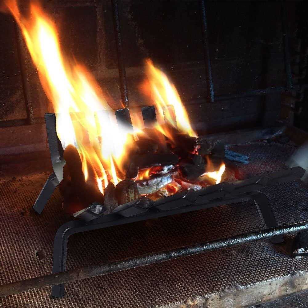 Amagabeli GARDEN & HOME Black Wrought Iron Fireplace Log Grate Wide Heavy Duty Solid Steel Indoor Chimney Hearth Bar Fire - Image 3