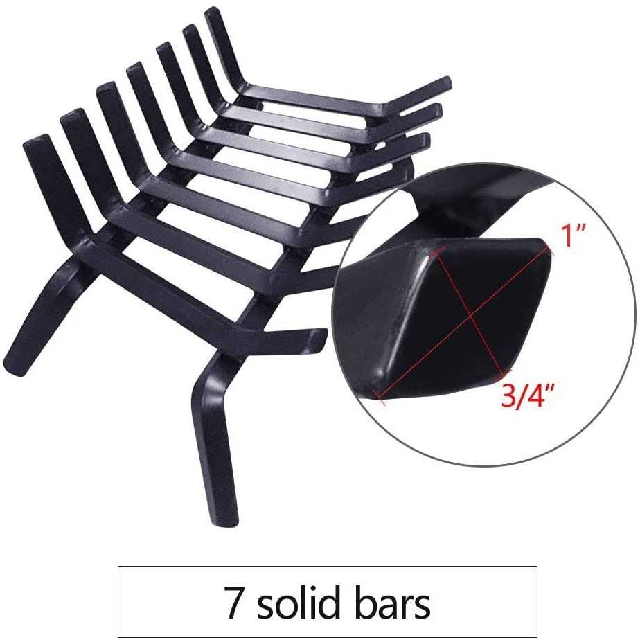 Amagabeli GARDEN & HOME Black Wrought Iron Fireplace Log Grate Wide Heavy Duty Solid Steel Indoor Chimney Hearth Bar Fire - Image 4