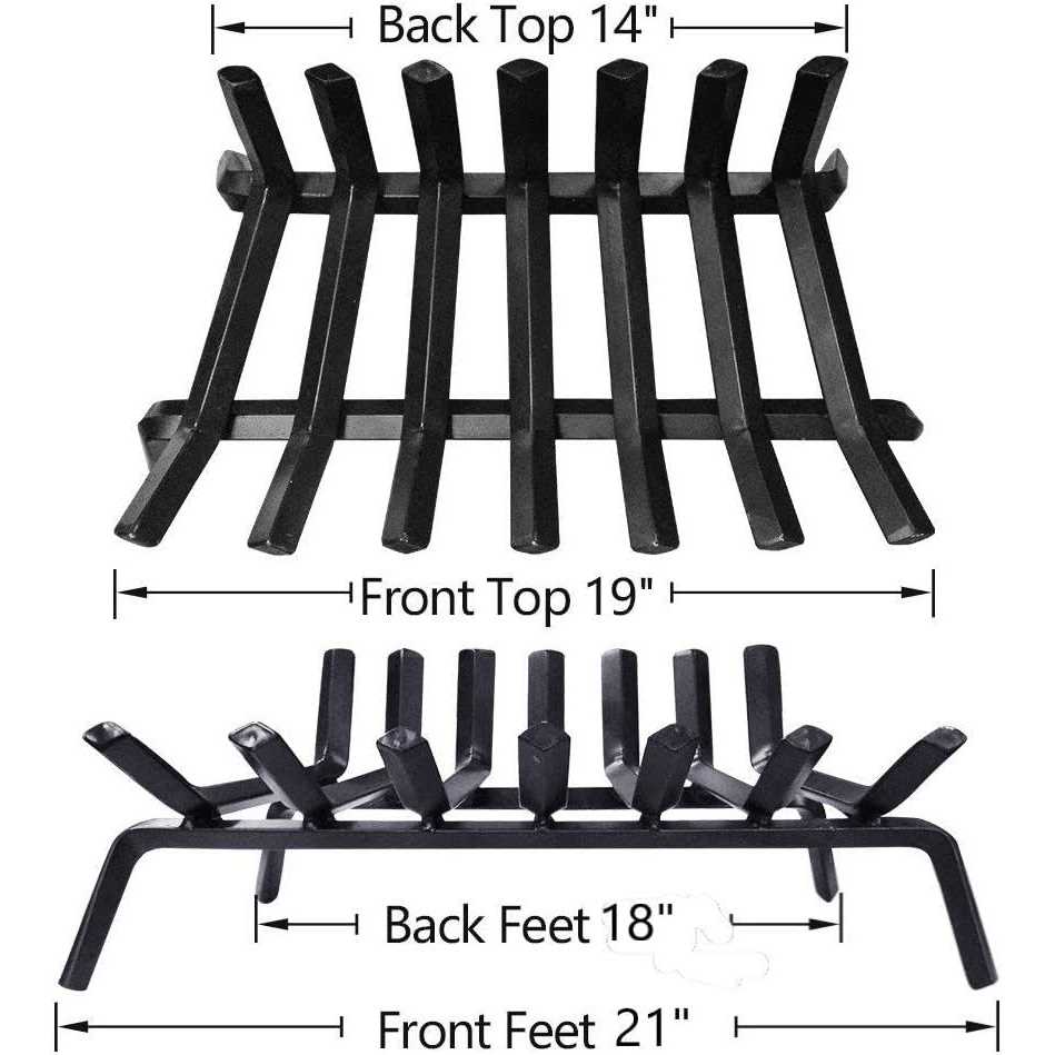 Amagabeli GARDEN & HOME Black Wrought Iron Fireplace Log Grate Wide Heavy Duty Solid Steel Indoor Chimney Hearth Bar Fire - Image 5