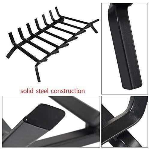 Amagabeli GARDEN & HOME Black Wrought Iron Fireplace Log Grate Wide Heavy Duty Solid Steel Indoor Chimney Hearth Bar Fire - Image 5