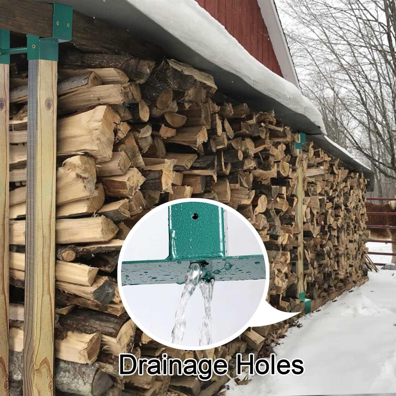 Mofeez Outdoor Firewood Log Storage Rack 2x4 Bracket Kit Fireplace Wood Storage Holder - Image 3