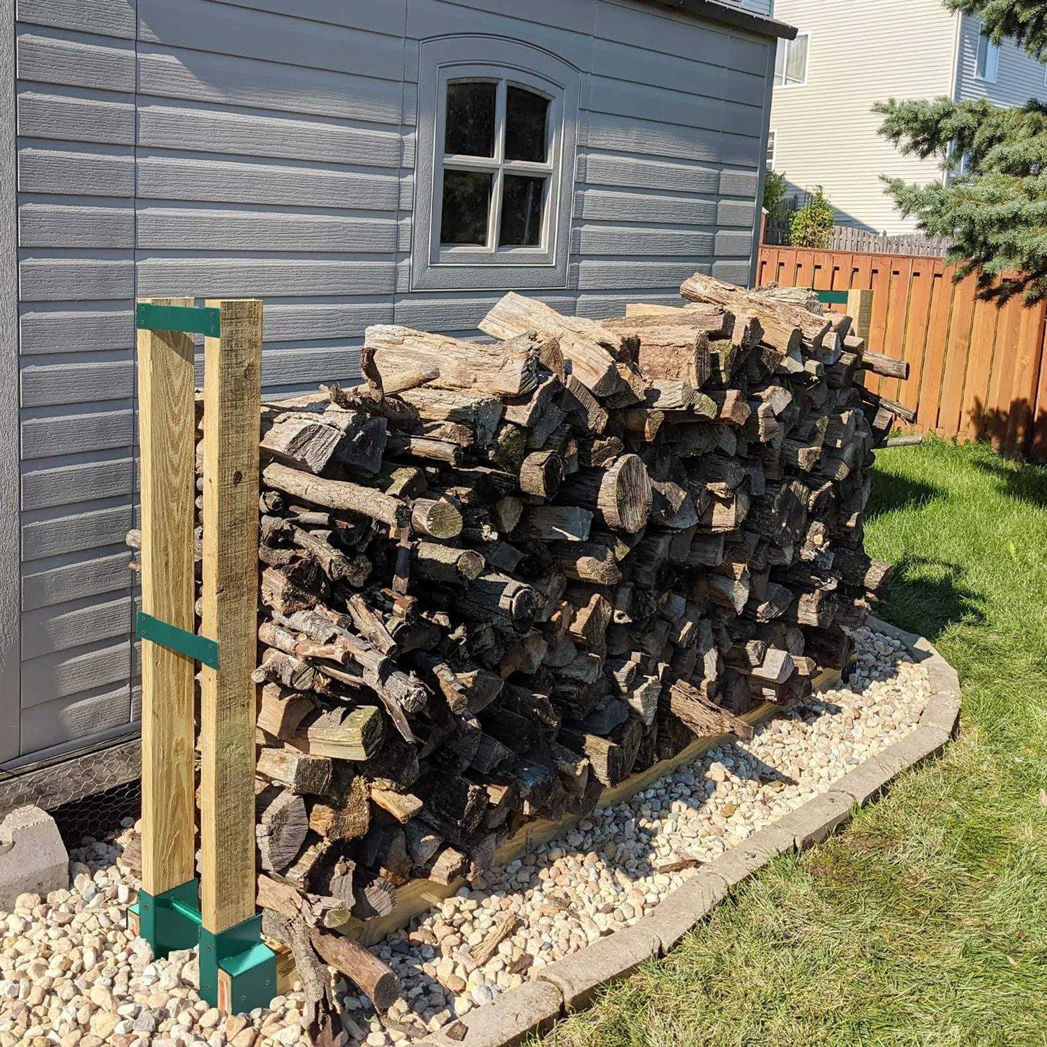 Mofeez Outdoor Firewood Log Storage Rack 2x4 Bracket Kit Fireplace Wood Storage Holder - Image 5