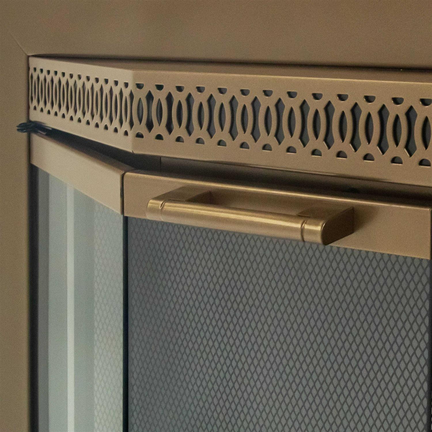 Pleasant Hearth Gavin Heritage Brass Glass Fireplace Doors GV-7001HE - Image 3