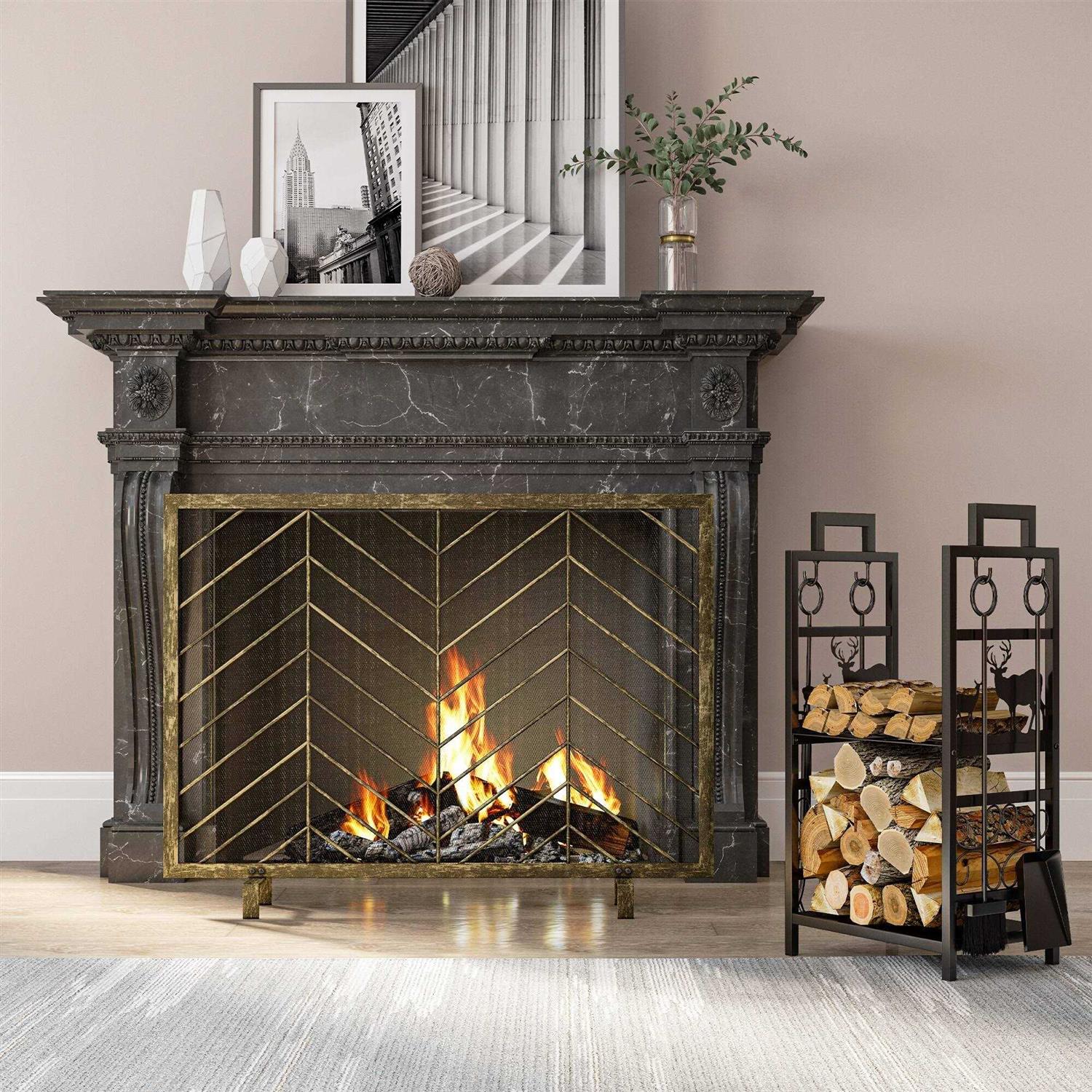 Modern Solid Wrought Iron Fireplace screen - Image 4