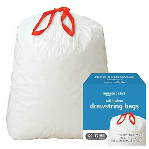 Amazon Basics Flextra Tall Kitchen Drawstring Trash Bags - Image 3