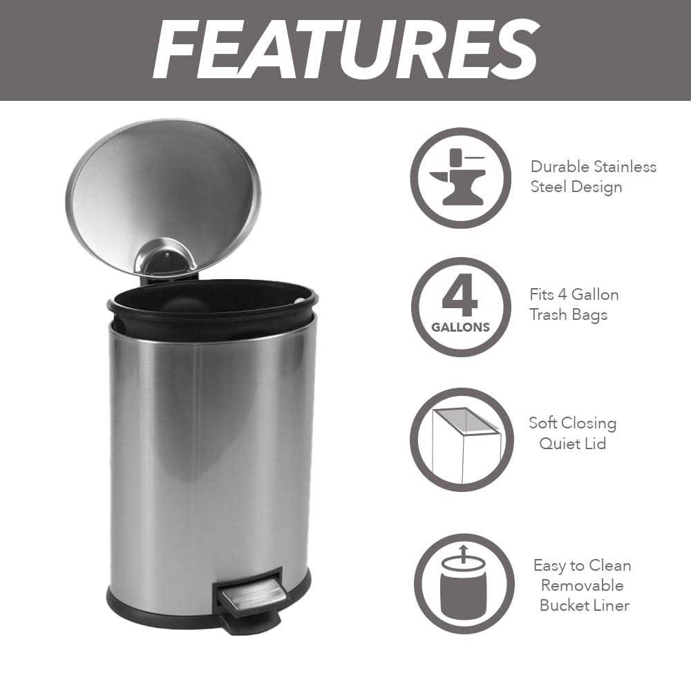 Better Homes & Gardens 3.1-Gallon Stainless Steel Garbage Can - Image 3