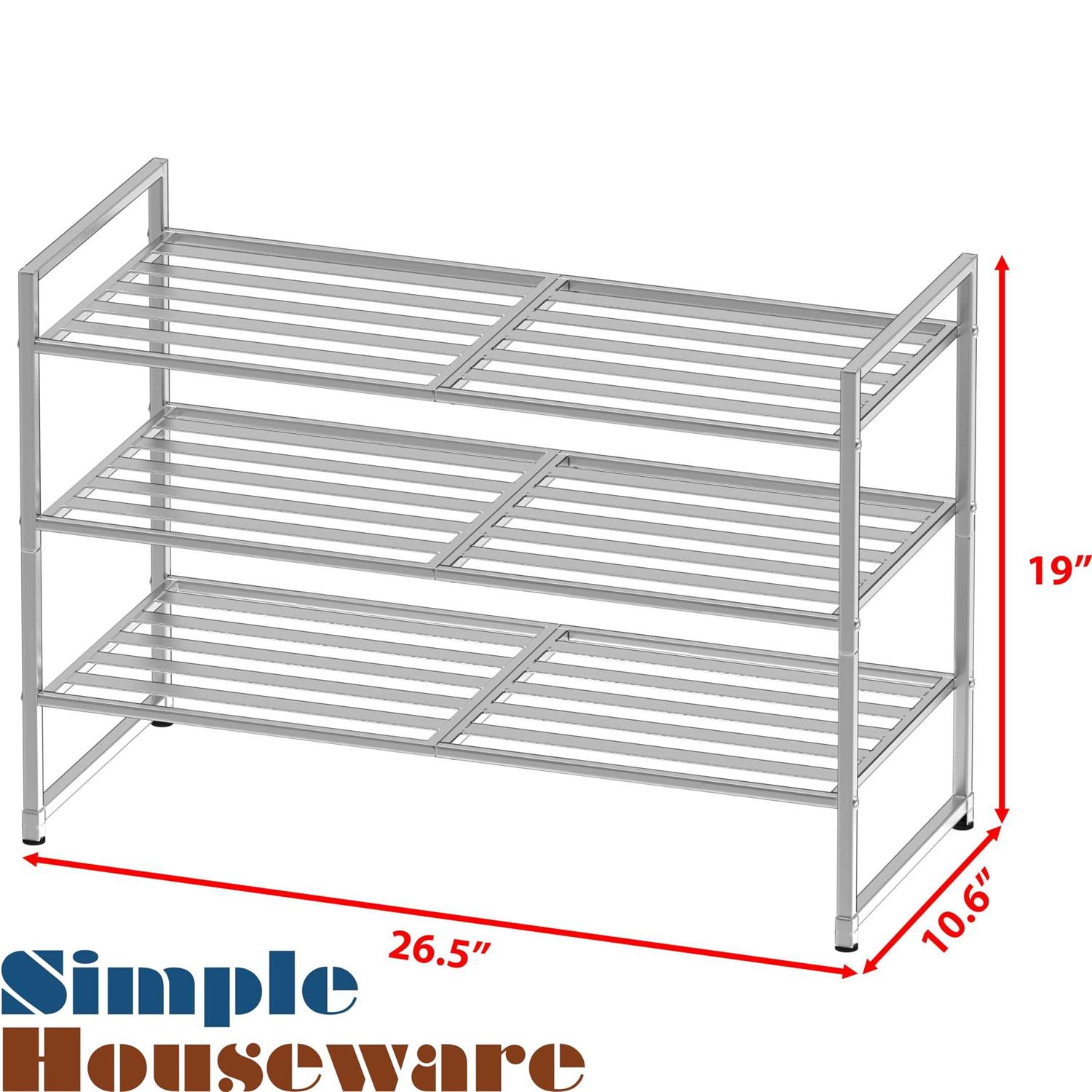 Simple Houseware 3-Tier Stackable Shoes Rack Storage - Image 3