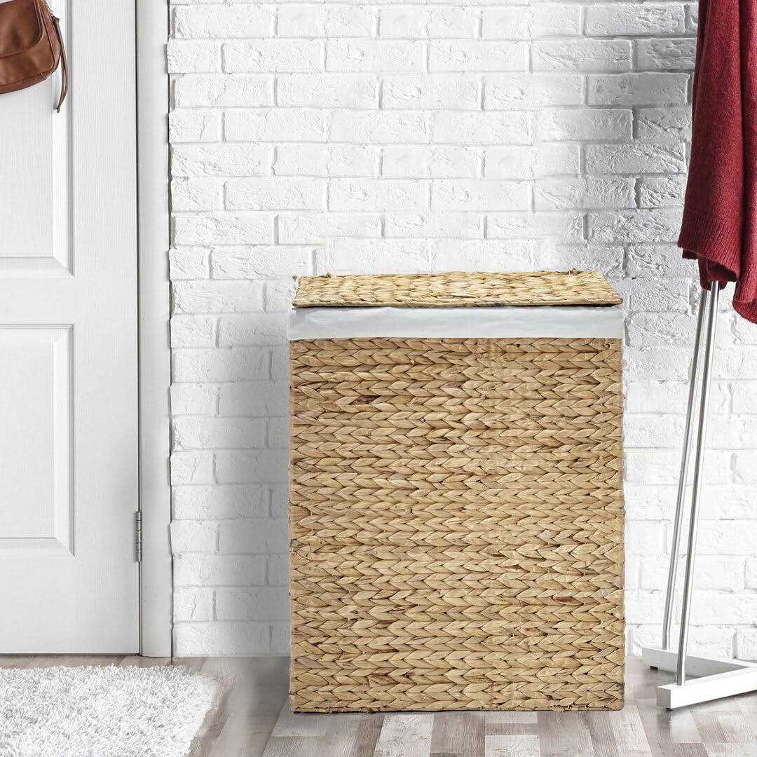 Seville Classics Foldable Water Hyacinth Portable Laundry Hamper - Image 4
