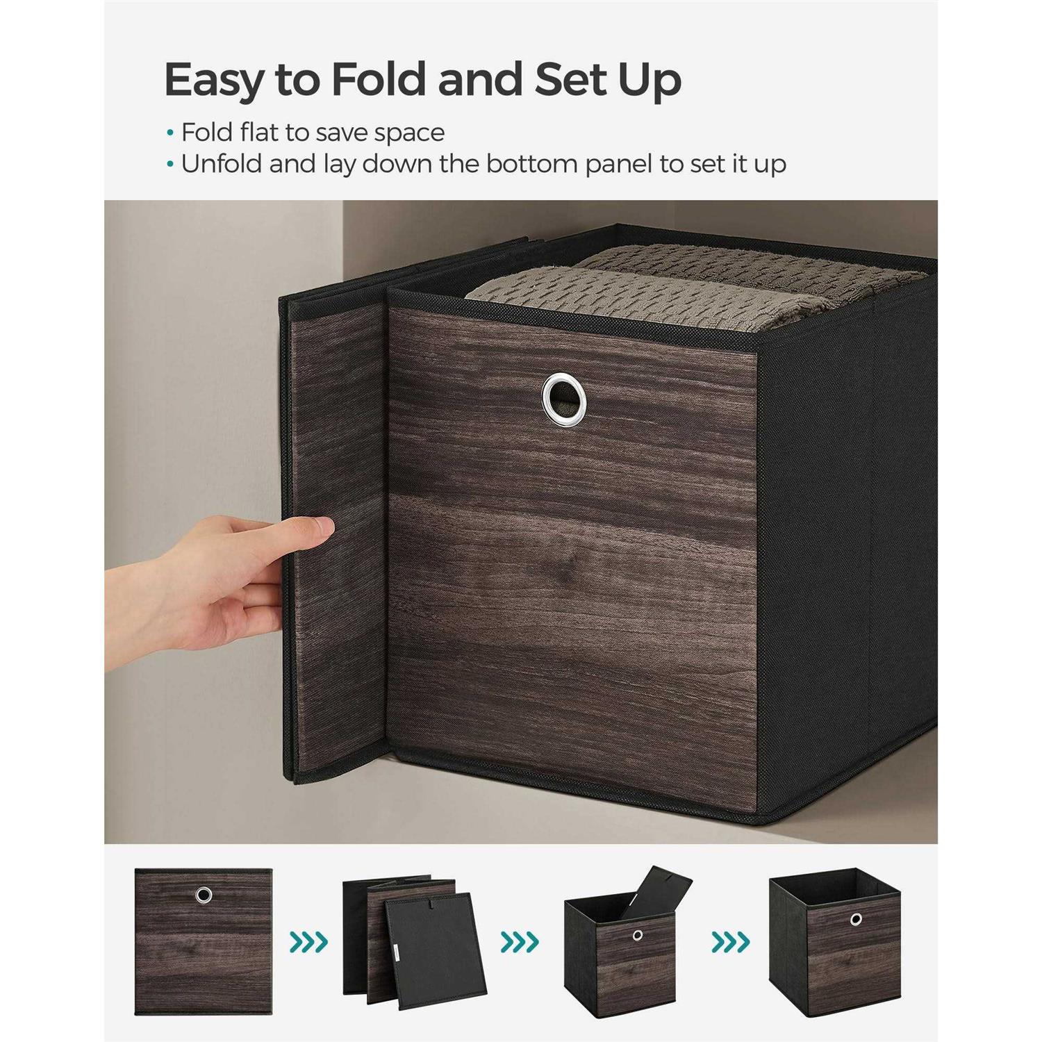 SONGMICS Set of 6 Brown & Black Folding Storage Box - Image 5