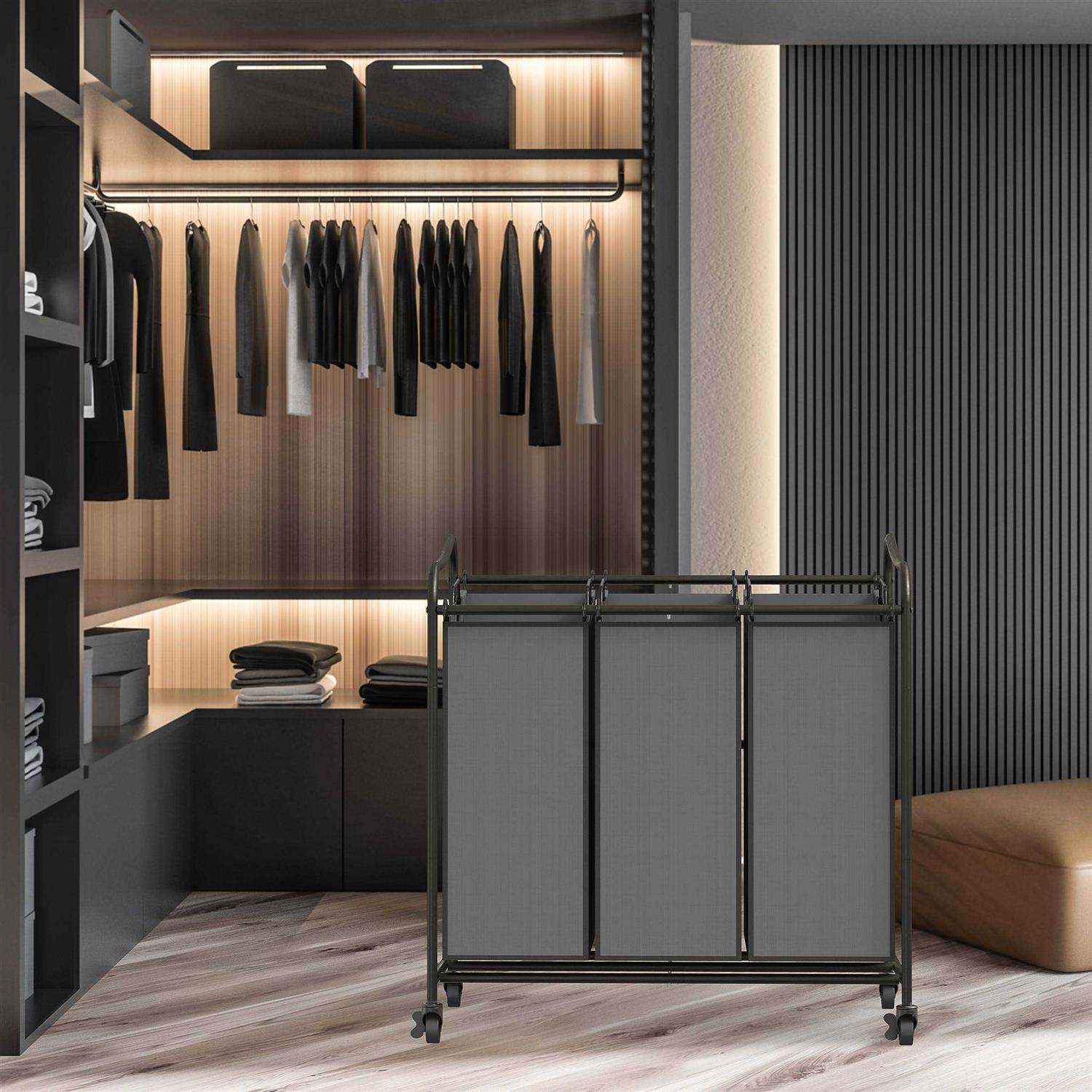 Simple Houseware Simplehouseware Heavy Duty 3-Bag Laundry Sorter Rolling Cart - Image 5