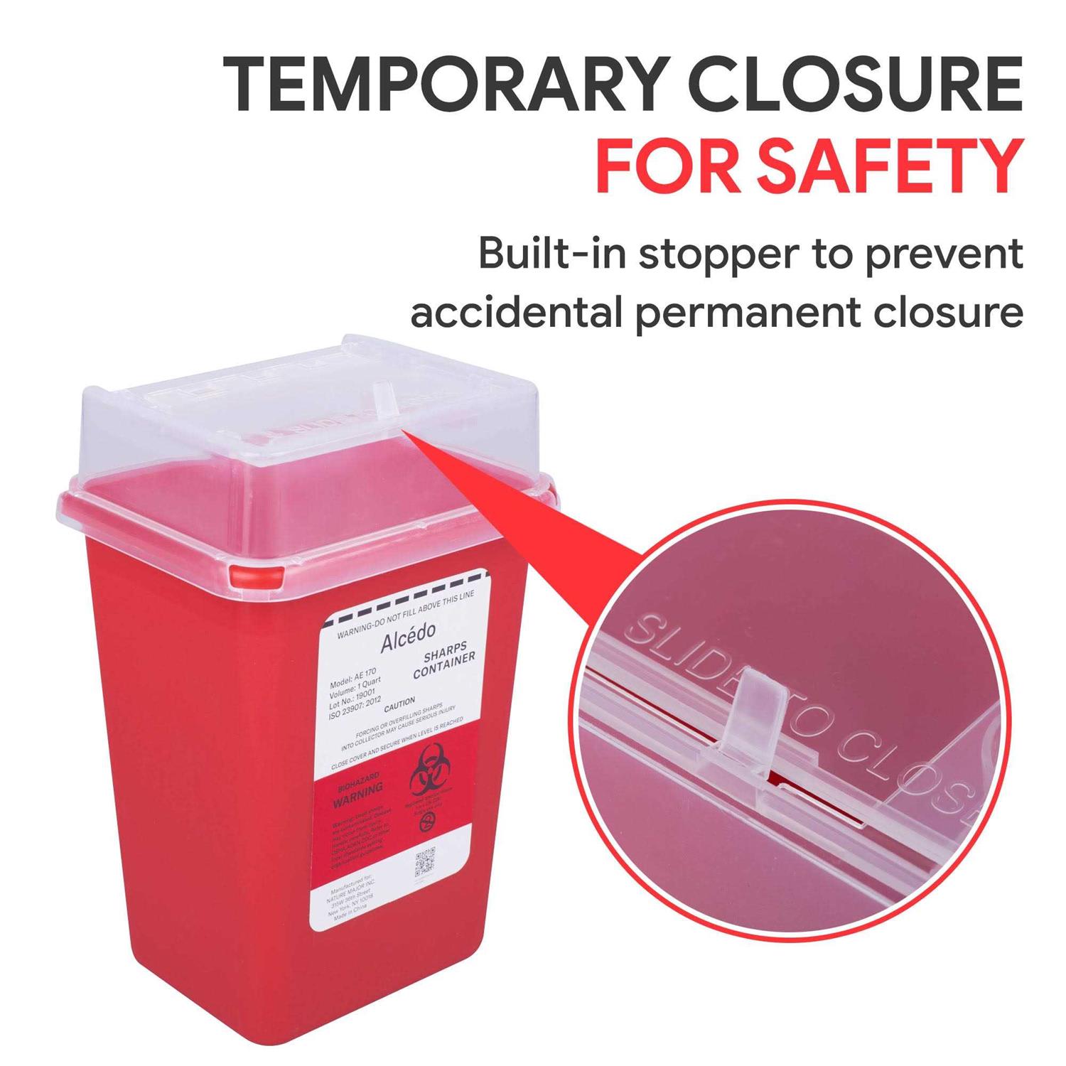 Alcedo Sharps Container For Home Use And Professional 1 Quart Biohazard Needle And Syringe Disposal - Image 5