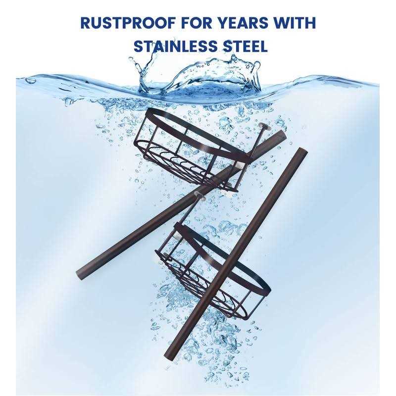 SEIRIONE Rustproof Shower Corner Caddy Organizer for Bathroom Freestanding Tension Pole with 4 Baskets - Image 3