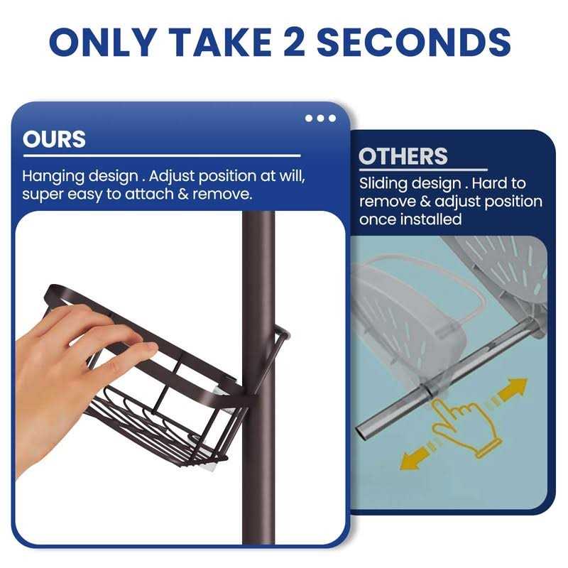 SEIRIONE Rustproof Shower Corner Caddy Organizer for Bathroom Freestanding Tension Pole with 4 Baskets - Image 5