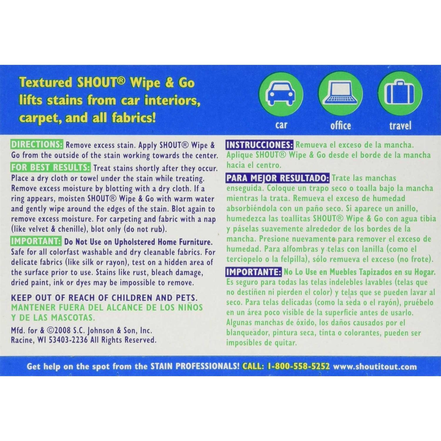 Shout Wipe & Go Instant Stain Remover Wipes - Image 4