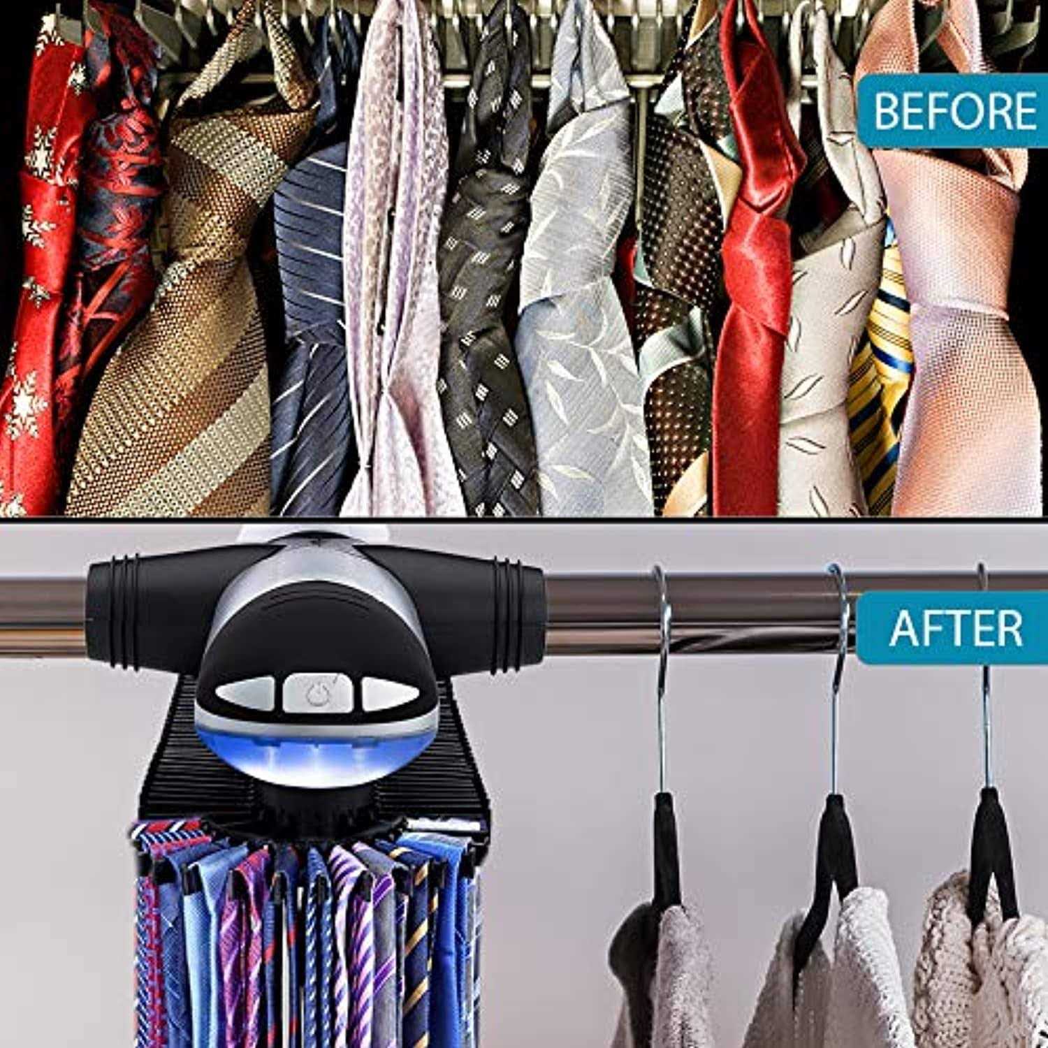 Aniva Motorized Tie Rack Best Closet Organizer with LED Lights Includes J Hooks for Wired Shelving Stores Up To - Image 3