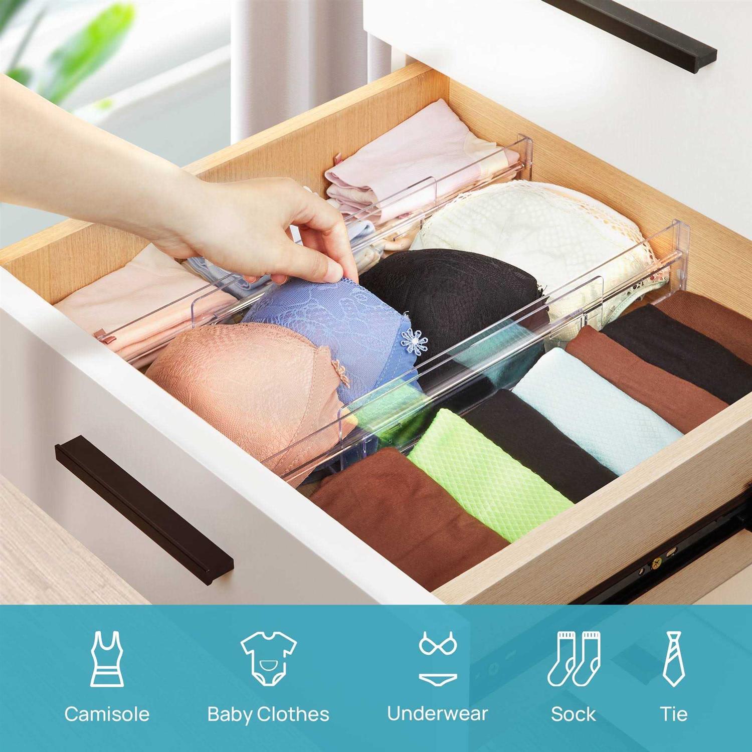 Vtopmart Adjustable Drawer Dividers Plastic Drawers Separators for Clothing,Kitchen Utensils from 12.2 inch-21.8 inch - Image 3