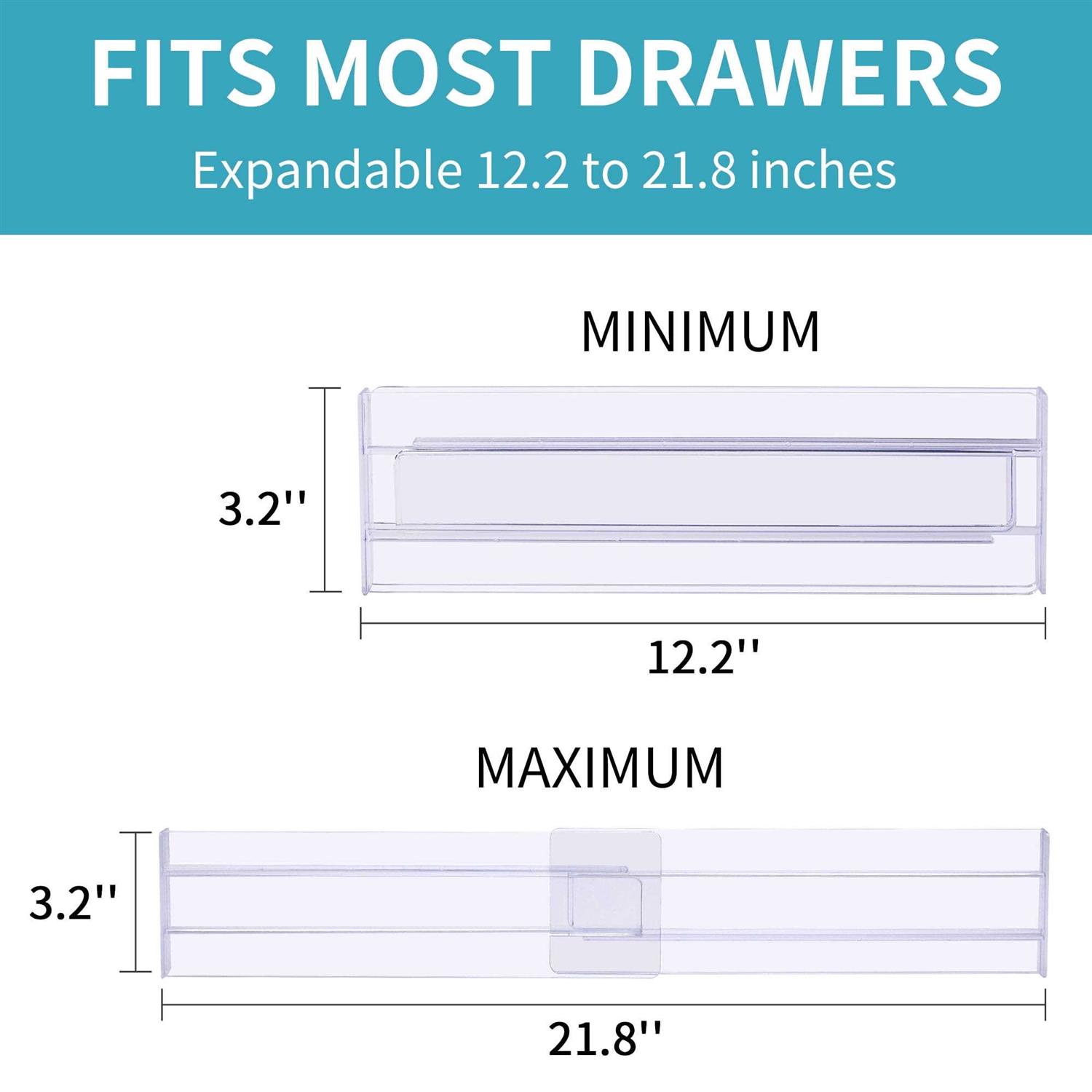 Vtopmart Adjustable Drawer Dividers Plastic Drawers Separators for Clothing,Kitchen Utensils from 12.2 inch-21.8 inch - Image 5