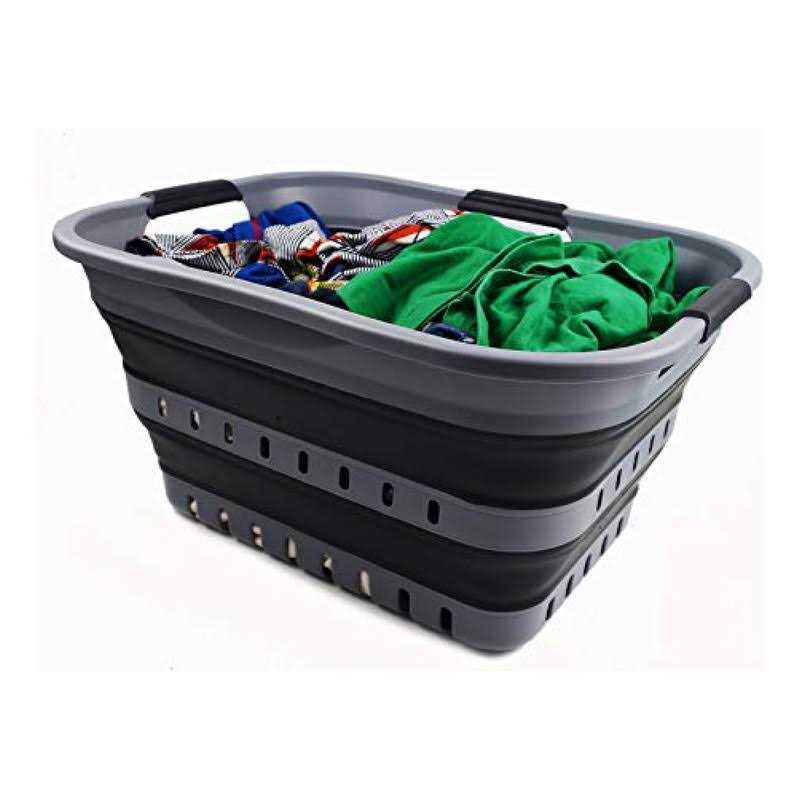 Sammart 30l Collapsible 3 Handled Plastic Laundry Basket Foldable Pop Up Storage Container/Organizer - Image 3
