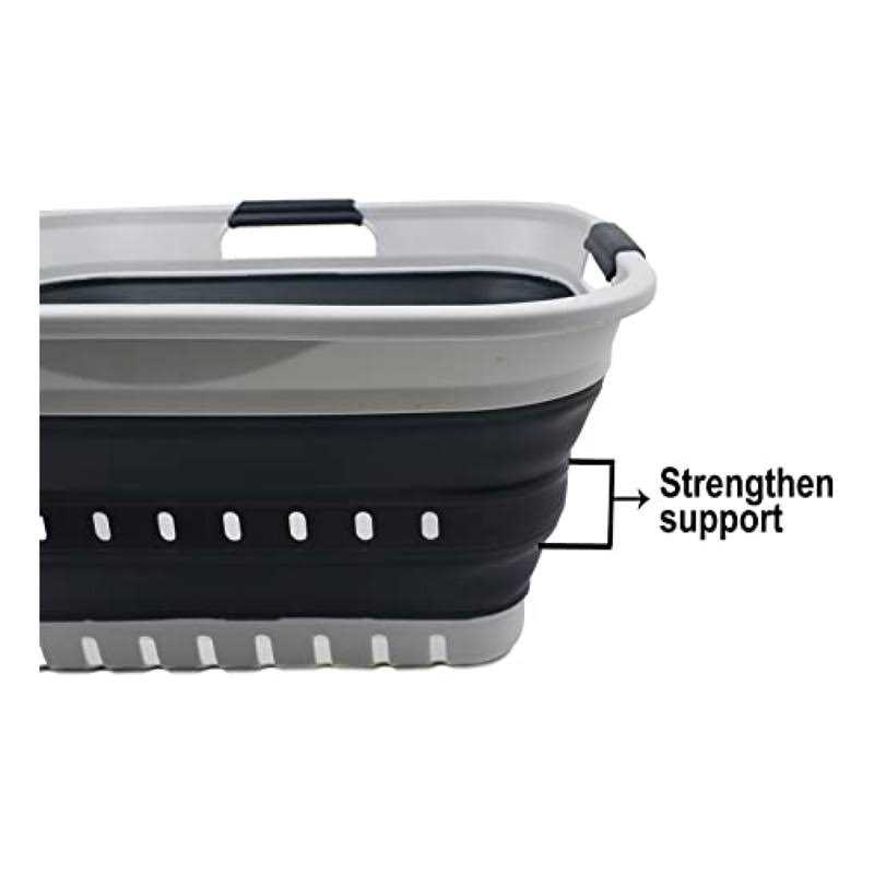 Sammart 30l Collapsible 3 Handled Plastic Laundry Basket Foldable Pop Up Storage Container/Organizer - Image 3