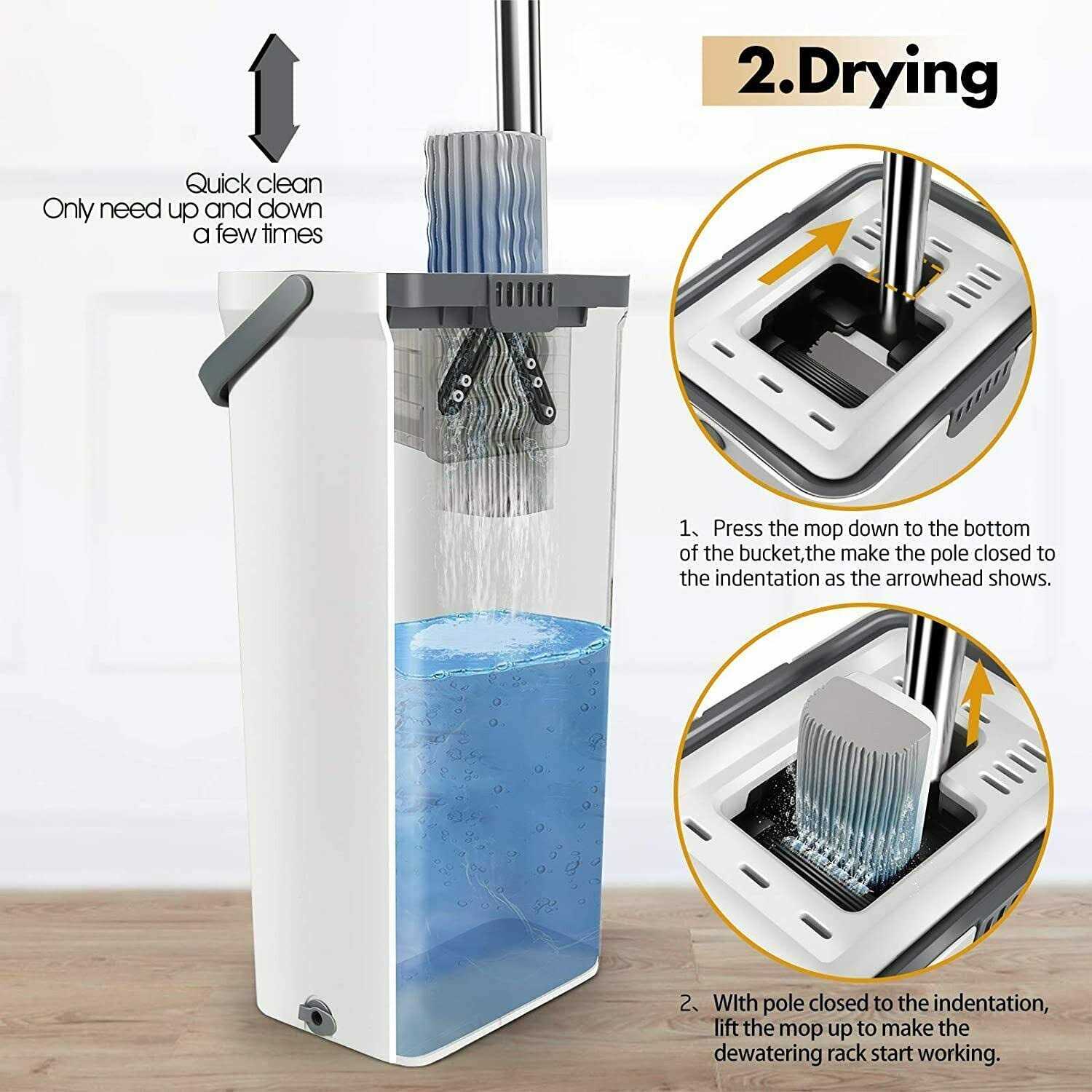 X3 Mop, Separates Dirty and Clean Water, 3-Chamber Design, Flat Mop and Bucket Set - Image 4