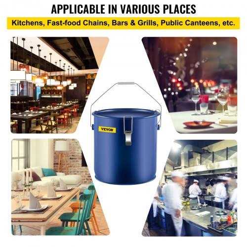 VEVOR Fryer Grease Bucket 6 Gal Oil Disposal Caddy Steel Fryer Oil Bucket w/Rust-proof Coating 22.7L Oil Transport Container w/Lid & Lock Clips Oil LYTLS6GALCE9FIGW6V0 - Image 3