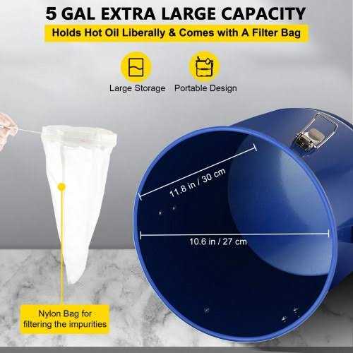 VEVOR Fryer Grease Bucket 6 Gal Oil Disposal Caddy Steel Fryer Oil Bucket w/Rust-proof Coating 22.7L Oil Transport Container w/Lid & Lock Clips Oil LYTLS6GALCE9FIGW6V0 - Image 5