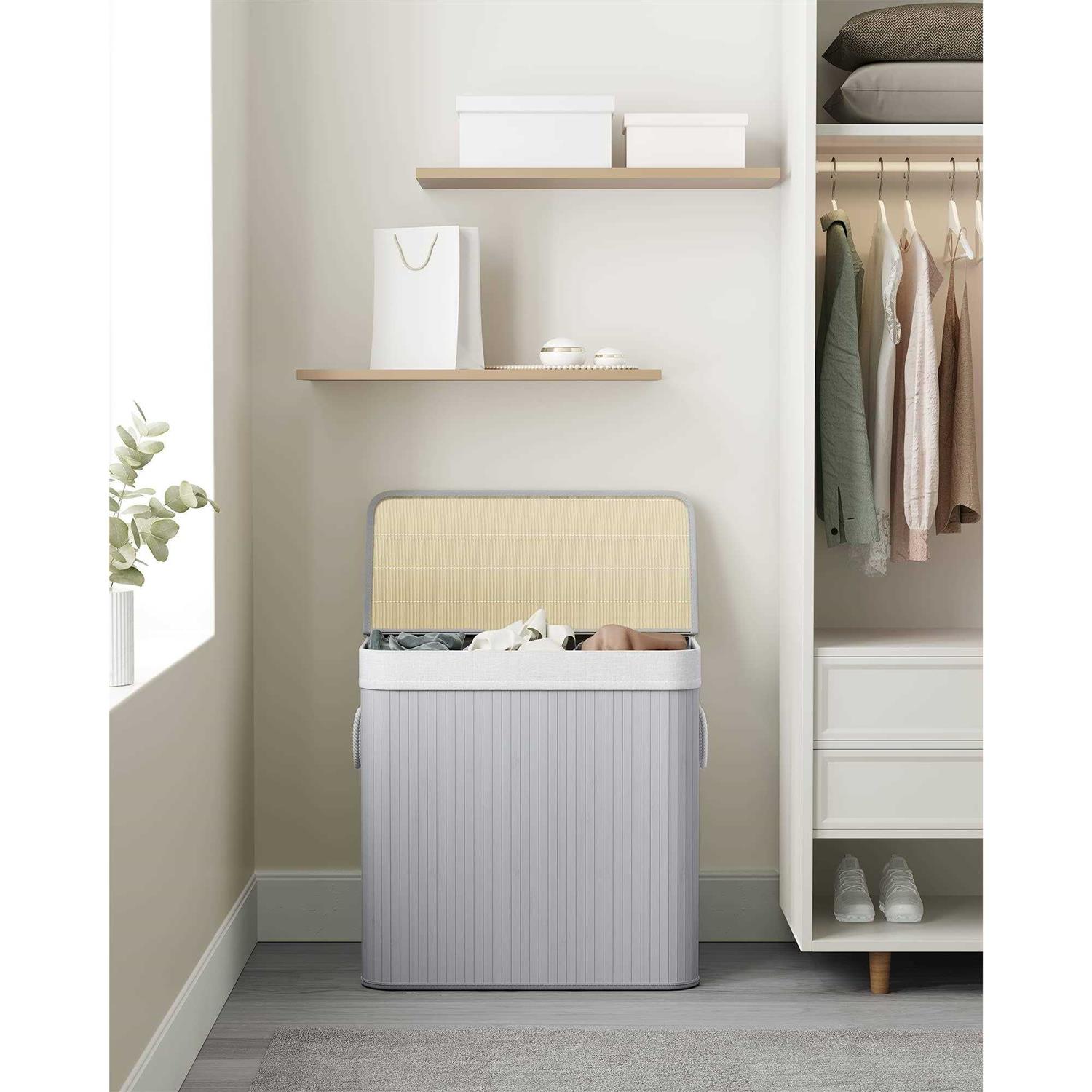 SONGMICS 3-Section Laundry Hamper with Lid - Image 4