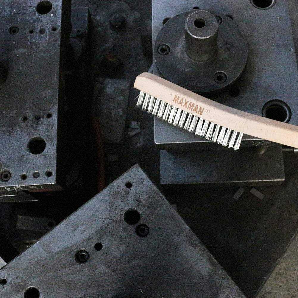 Wire Brush,Stainless Steel Wire Scratch Brush for Cleaning Rust with 14 Long Curved Beechwood Handle - Image 3