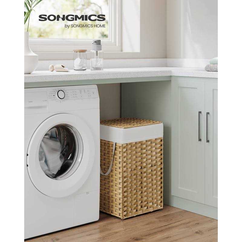 Songmics Laundry Hamper with Lid, 17.2 Gallon Synthetic Rattan Clothes Laundry Basket with Lid and Handles - Image 3