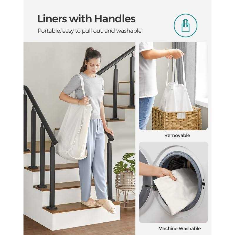 Songmics Laundry Hamper with Lid, 17.2 Gallon Synthetic Rattan Clothes Laundry Basket with Lid and Handles - Image 4