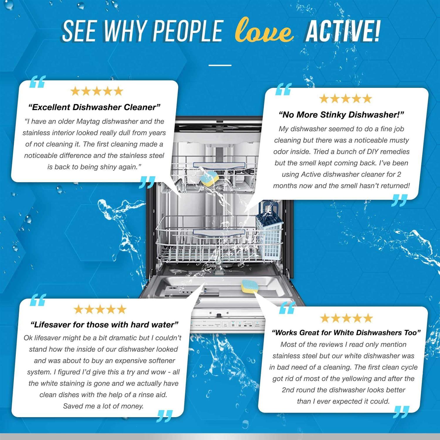 ACTIVE Dishwasher Cleaner And Deodorizer Tablets 24 Pack Deep Cleaning Descaler Pods for Dish Washer Machine - Image 5