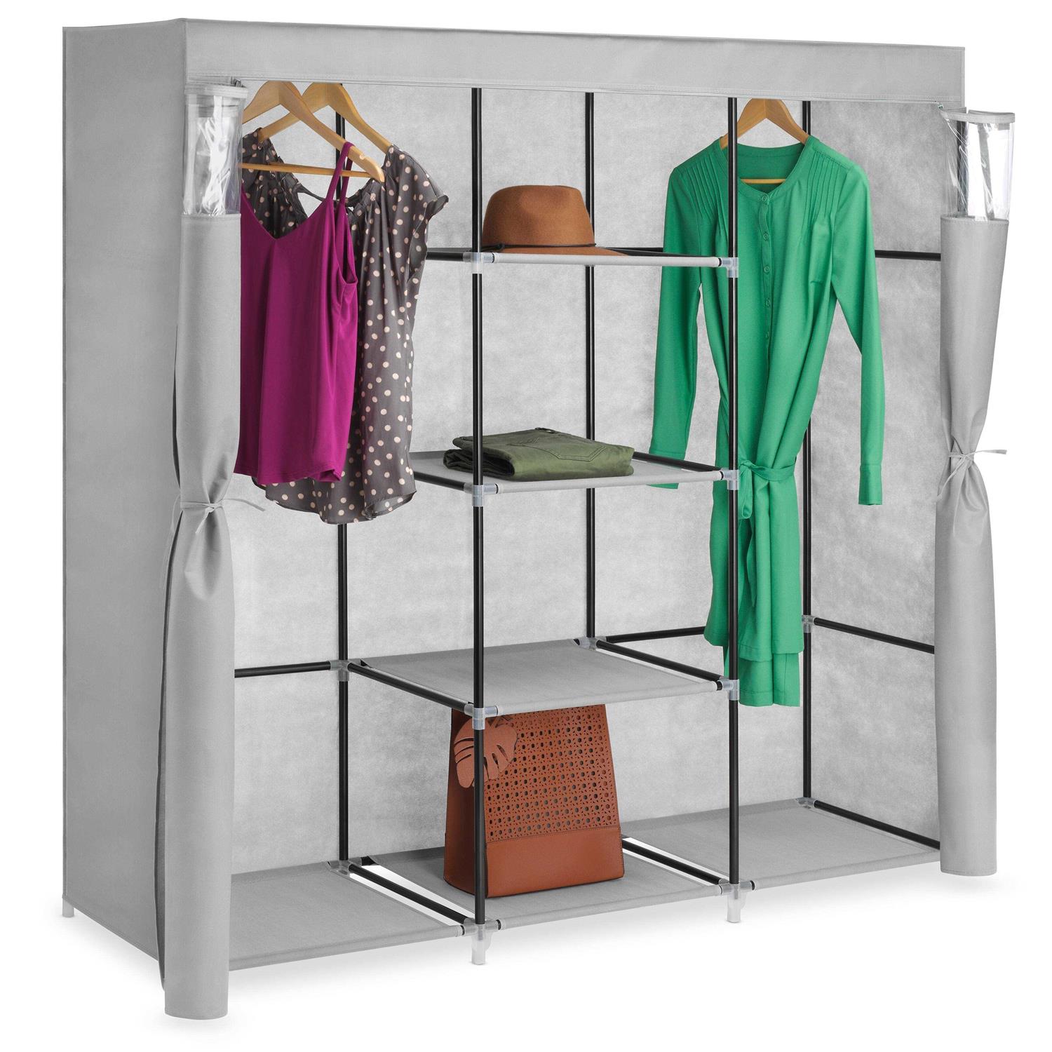 Whitmor Covered Wardrobe with Storage Shelves - Image 4