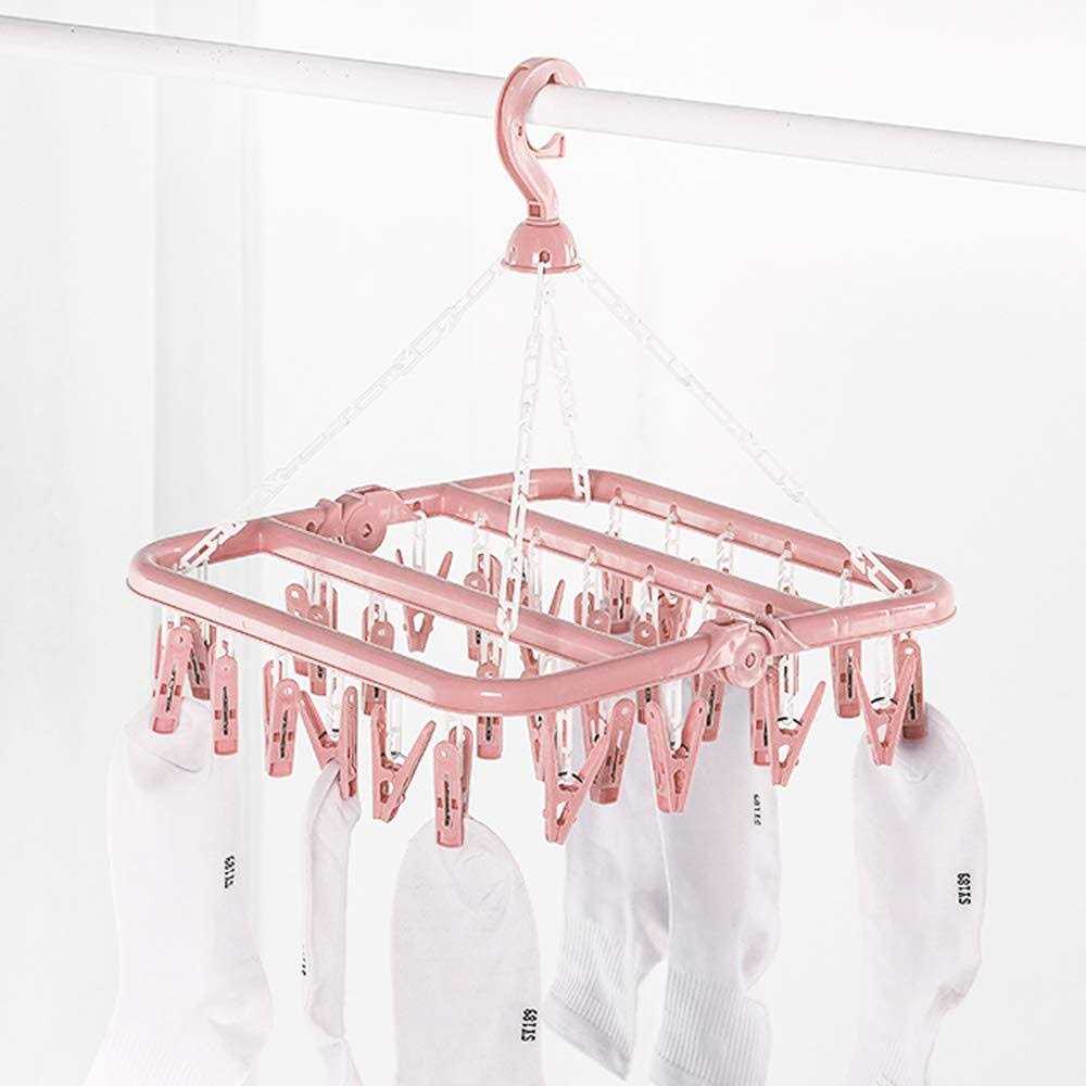 alladaga Clothes Drying Hanger with 32 Clips and Drip Foldable Hanging Rack - Image 3