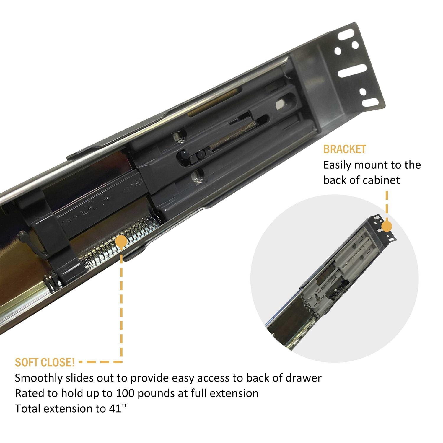 Soft-Close DIY Slide Out Cabinet Shelf Pull-Out Wood Drawer Storage - Image 4