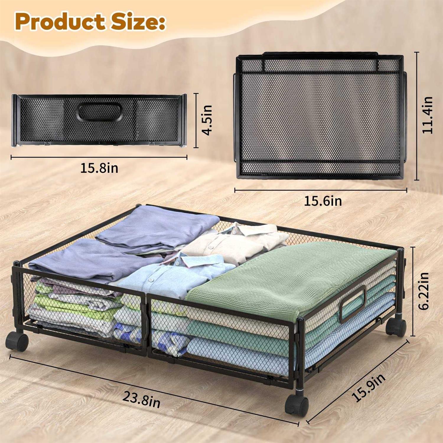 ABCASTER Under Bed Storage with Wheels,Rolling Under Bed Storage Containers,Under Bed Shoe Storage,Under Bed Storage for Clothes - Image 3