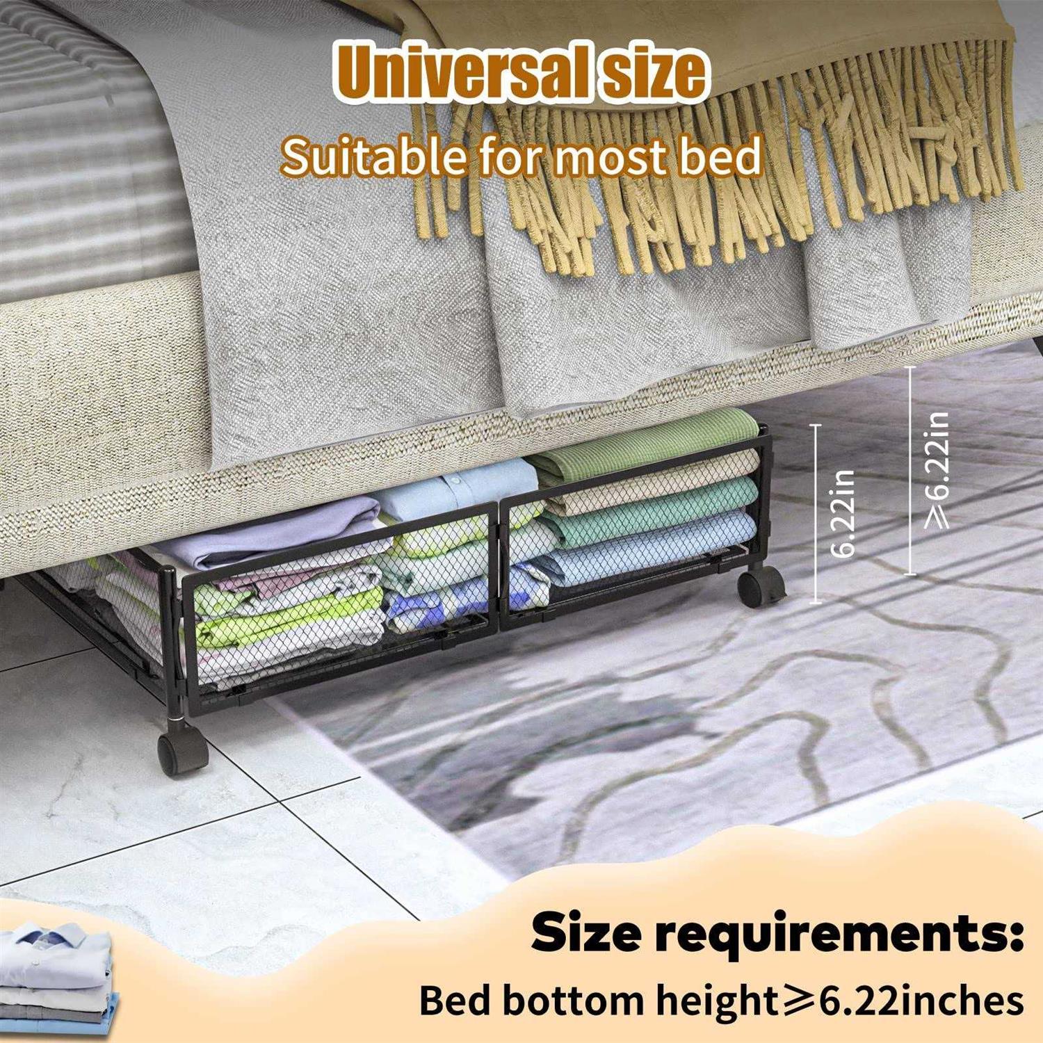 ABCASTER Under Bed Storage with Wheels,Rolling Under Bed Storage Containers,Under Bed Shoe Storage,Under Bed Storage for Clothes - Image 4