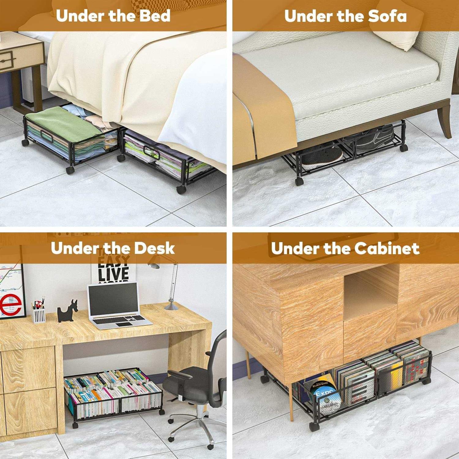 ABCASTER Under Bed Storage with Wheels,Rolling Under Bed Storage Containers,Under Bed Shoe Storage,Under Bed Storage for Clothes - Image 5