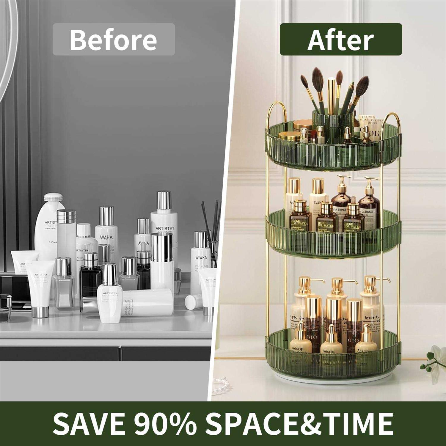 360° Rotating Makeup Organizer Large-Capacity Skincare Make Up Storage - Image 5