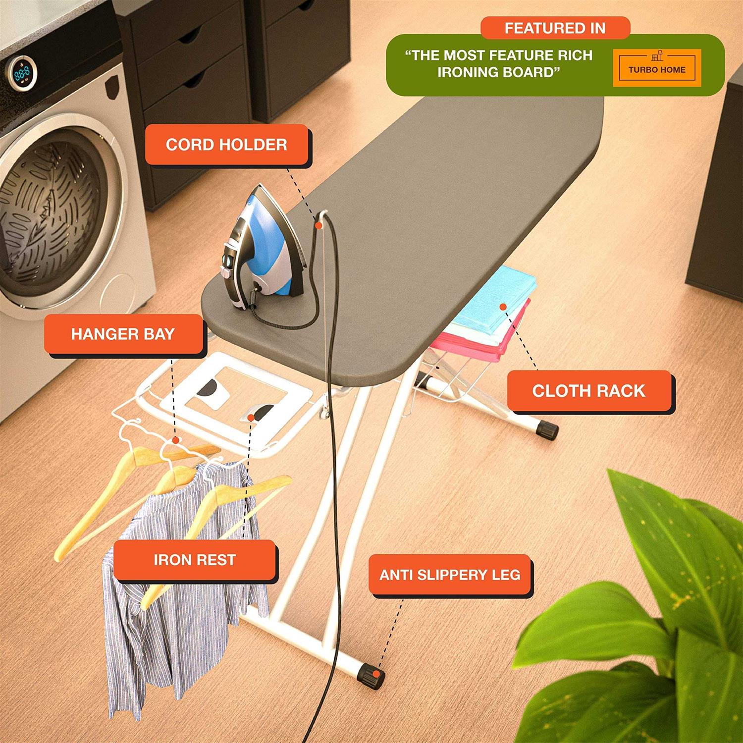 Xabitat Full Size Ironing Board 57 X 18 W/Wall Mount Hanger - Image 3