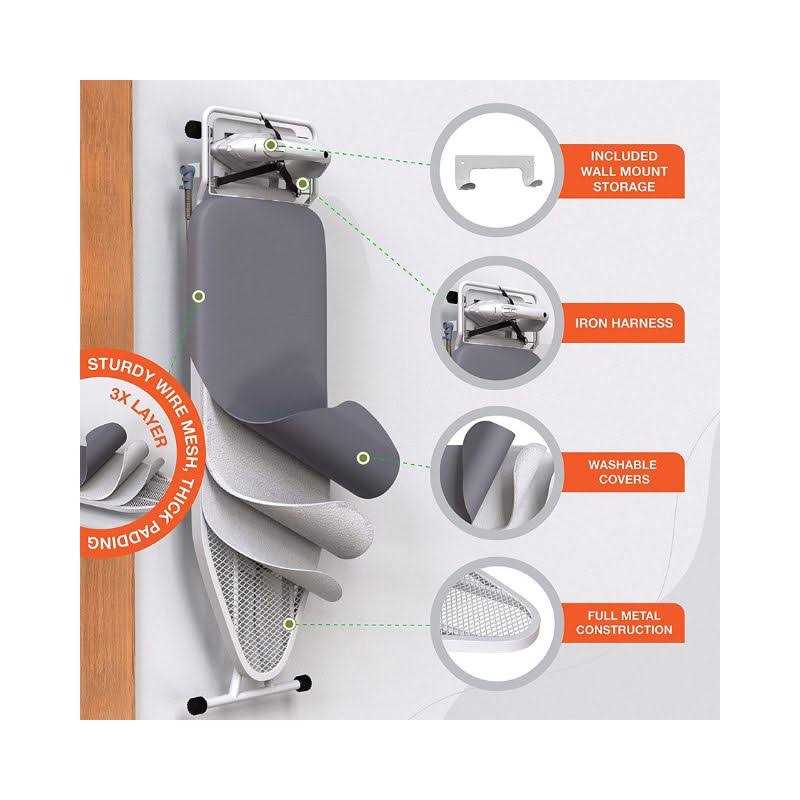 Xabitat Full Size Ironing Board 57 X 18 W/Wall Mount Hanger - Image 4