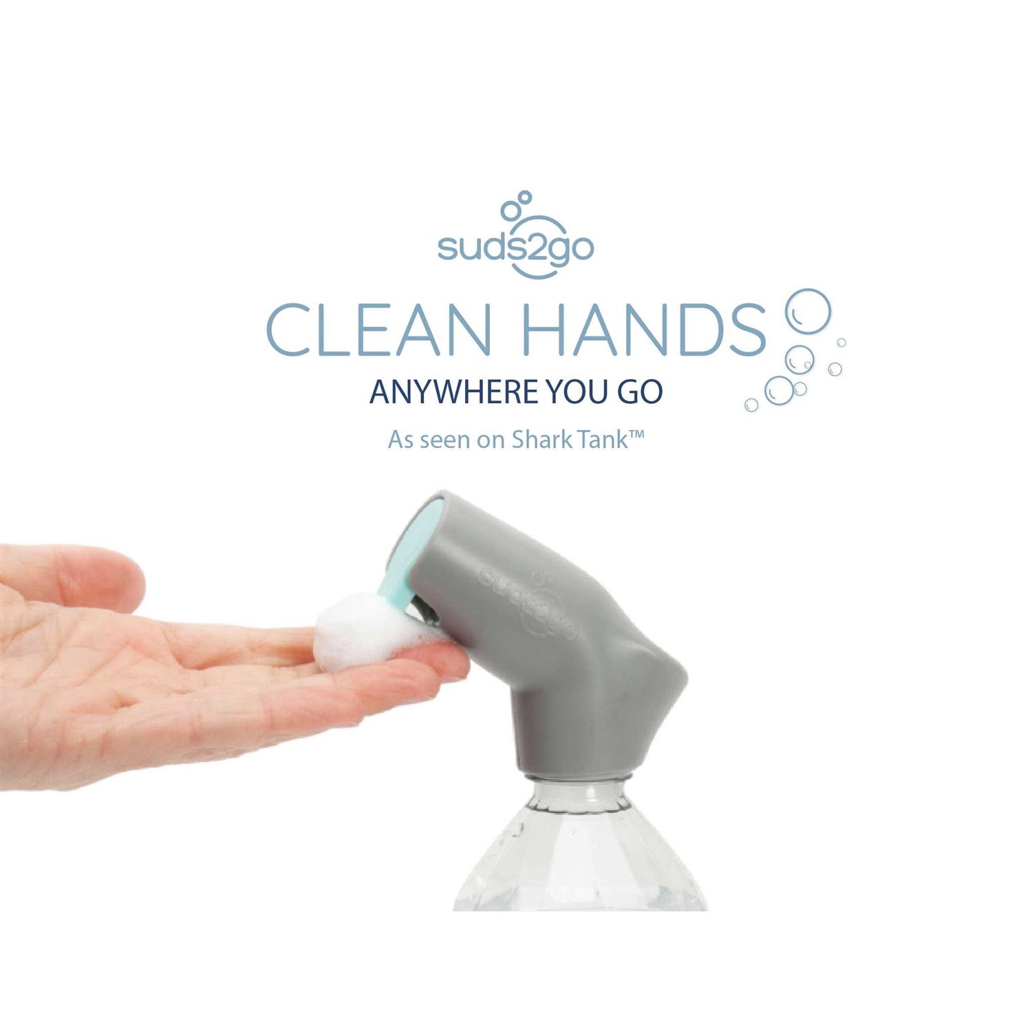 Suds2Go Refillable Caps 2 Pack Universal Fit Turns Most Disposable Water Bottles Into A Hand Washing Station - Image 4