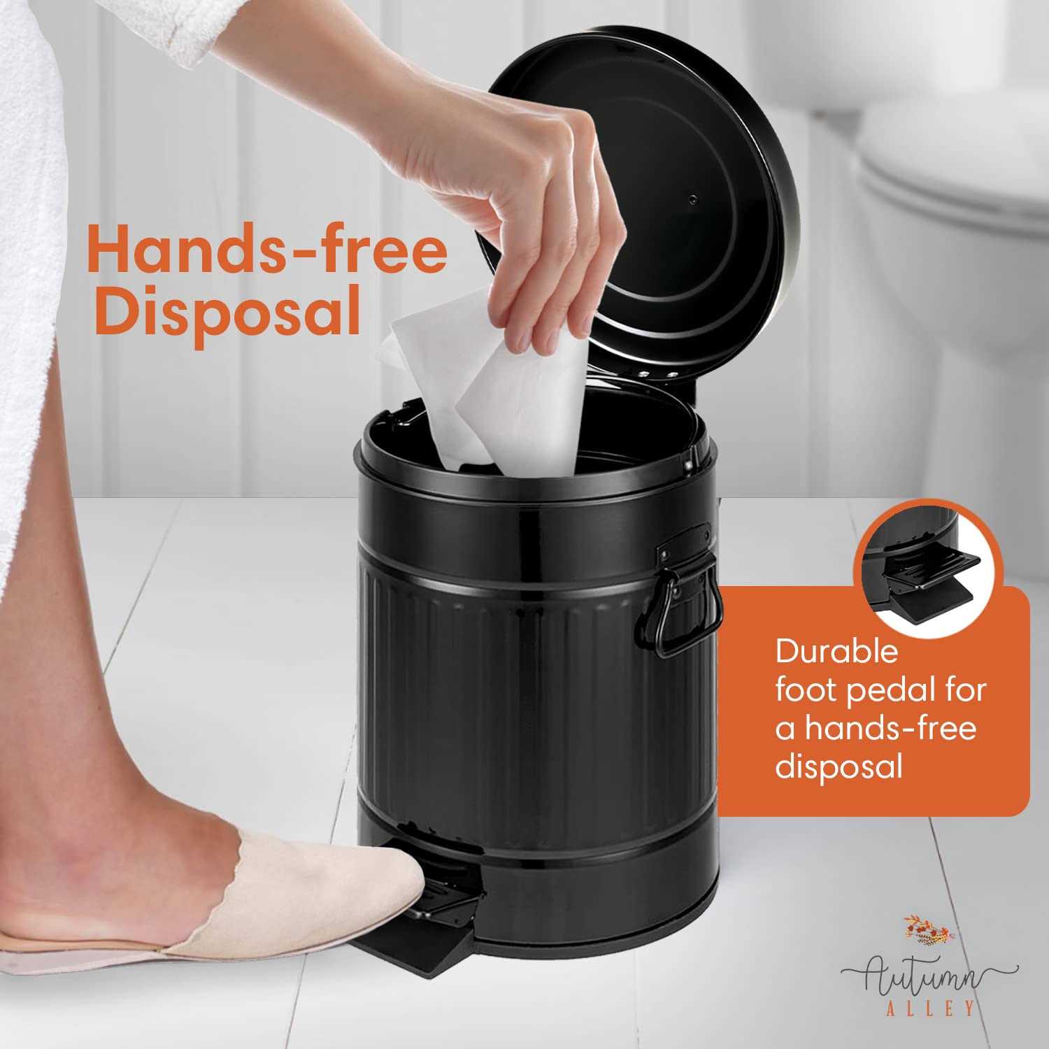 Autumn Alley Galvanized Metal Farmhouse Pedal Garbage Can - Image 5