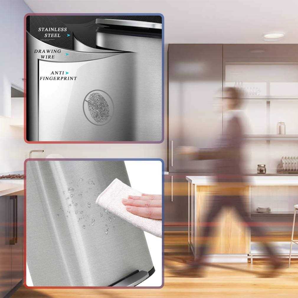 BestOffice 13.2 Gallon Trash Can Fingerprint Proof Stainless Steel Kitchen Garbage Ca - Image 5
