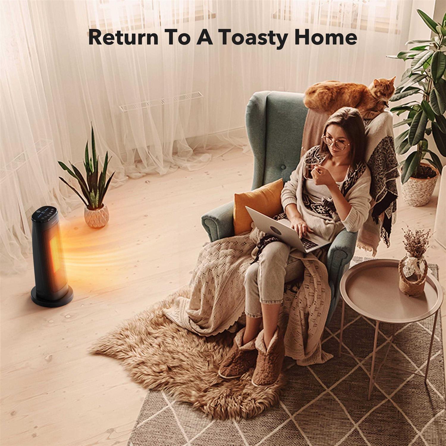 Taotronics Space Heater, Portable 1500w Oscillating Electric Space Heater with Remote, LED Display, Auto off, for Home Inside Office and Bedroom - Image 4