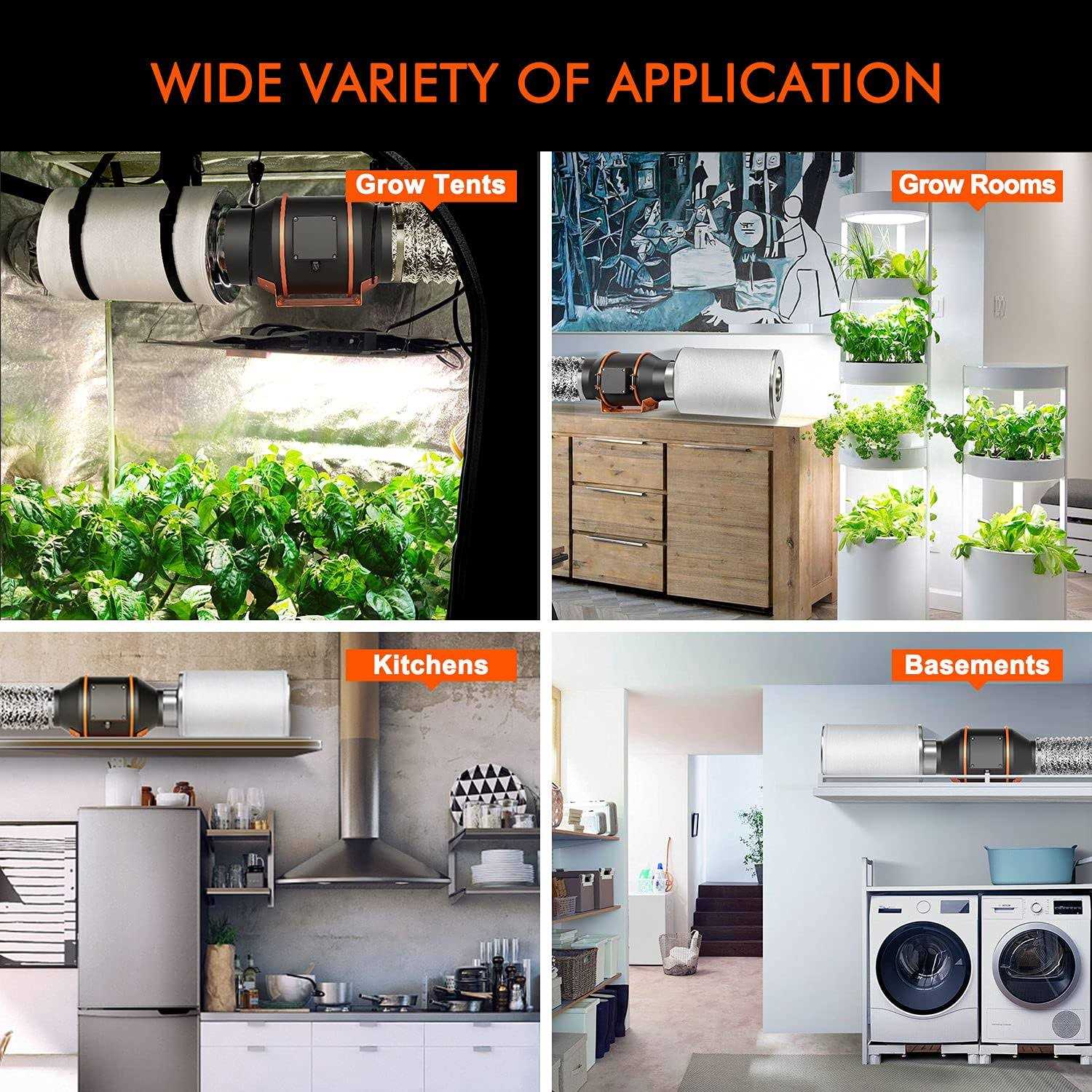 Spider Farmer 6-Inch 402 CFM Inline Fan with Speed Controller Carbon Filter & Ducting Combo - Image 3