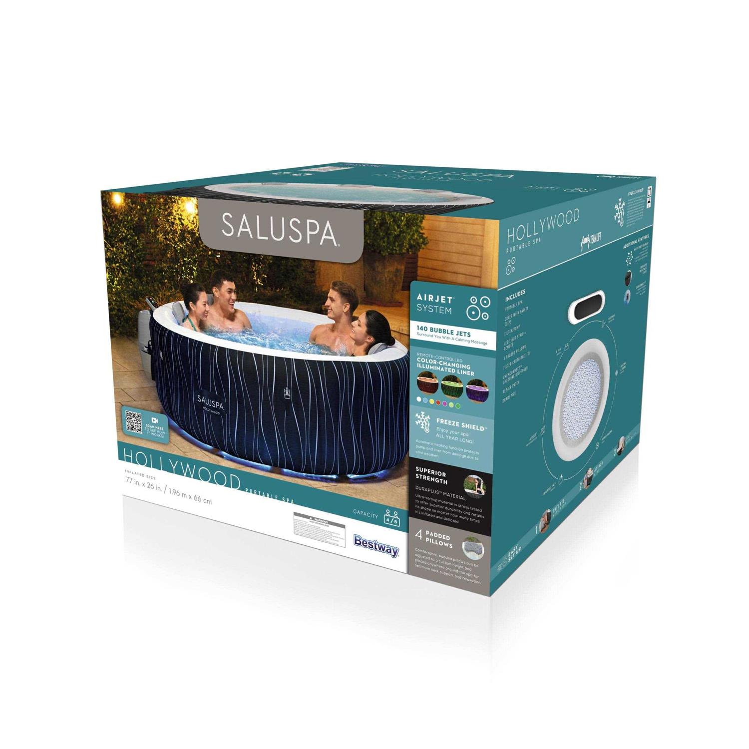 SaluSpa 77 x 26 Hollywood 240 Gal. Inflatable Hot Tub with LED Lights - Image 5