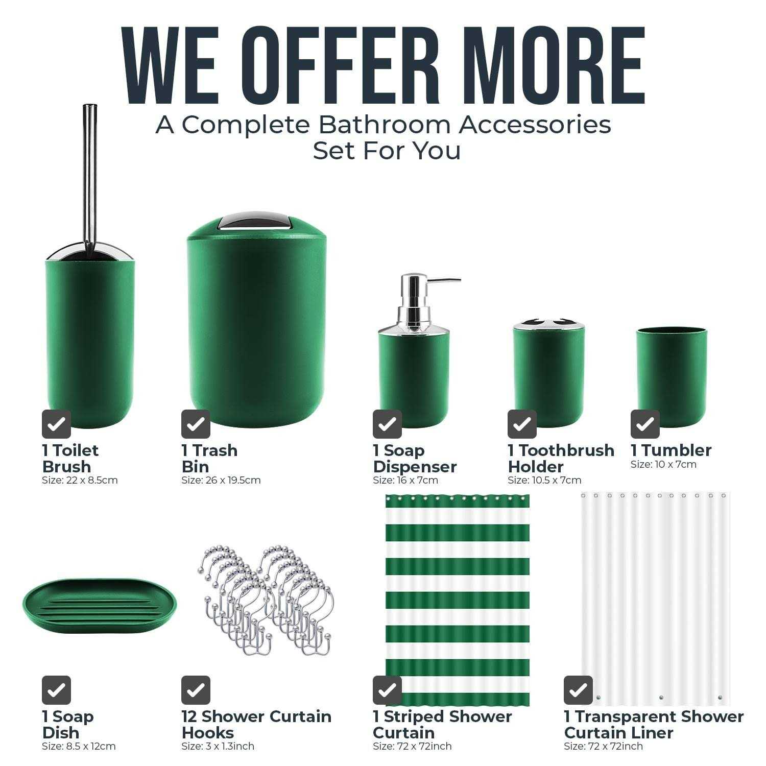 Clara Clark 9 Piece Complete Bathroom Accessories Kit with Shower Curtain Set - Image 5